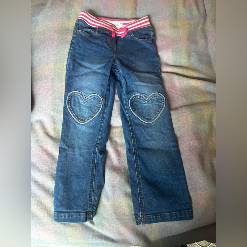 Mini Boden Blue Jeans with Heart Accents